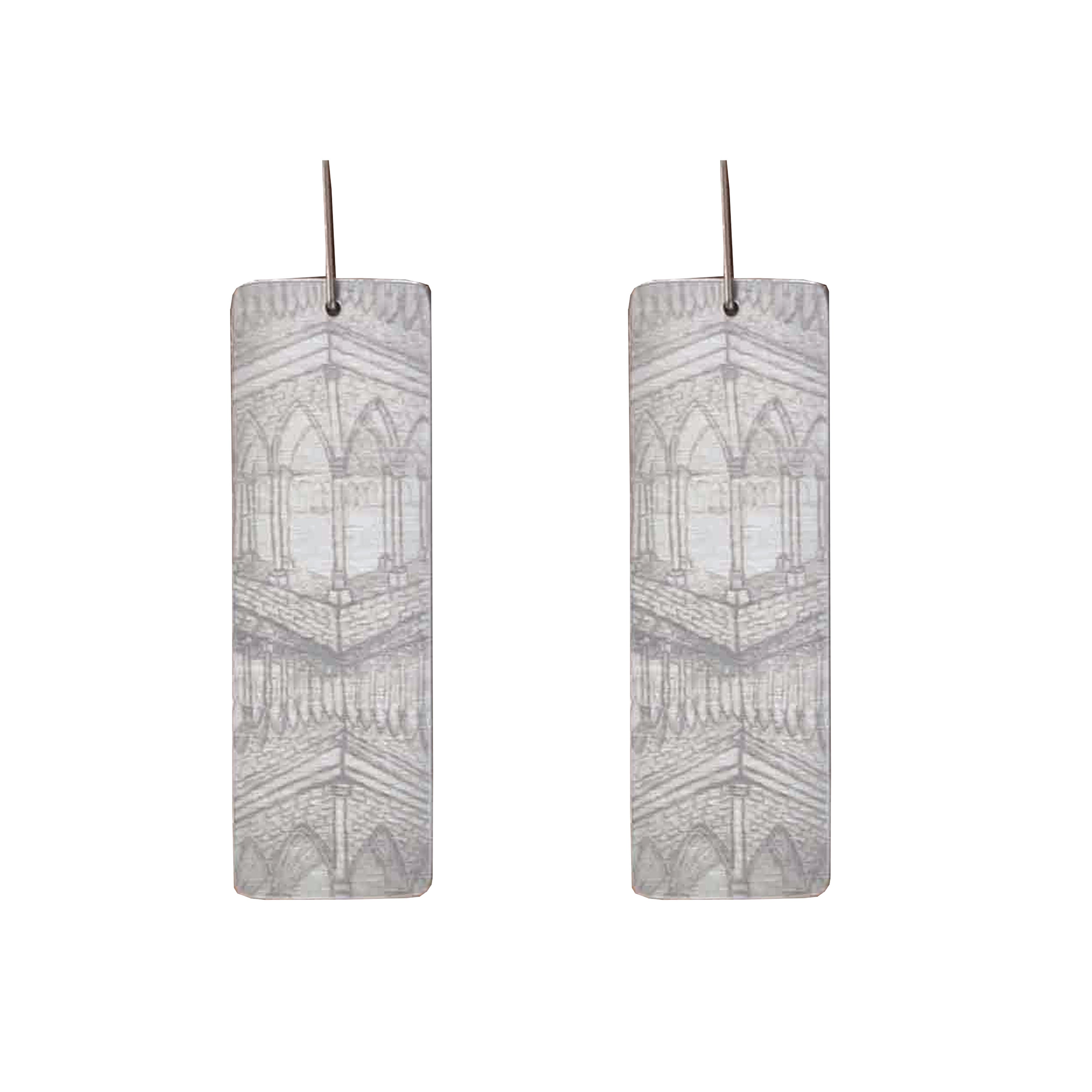 Grey Gothic Architecture Earrings