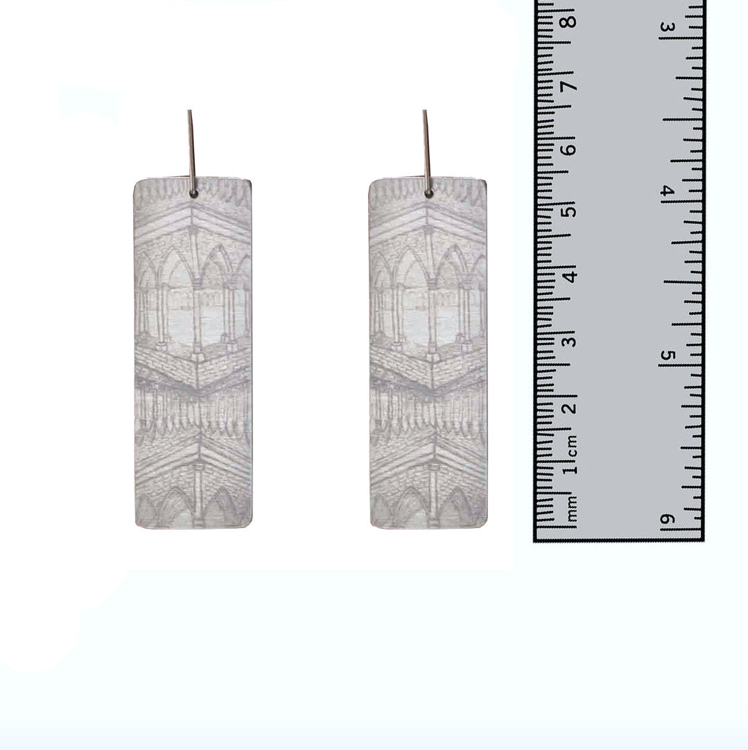 Grey Gothic Architecture Earrings