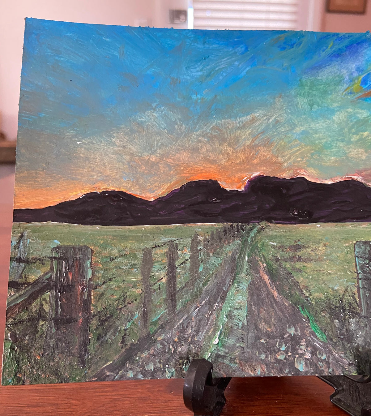 "Near Gloucester" original acrylic on card painting by Margo Humphries