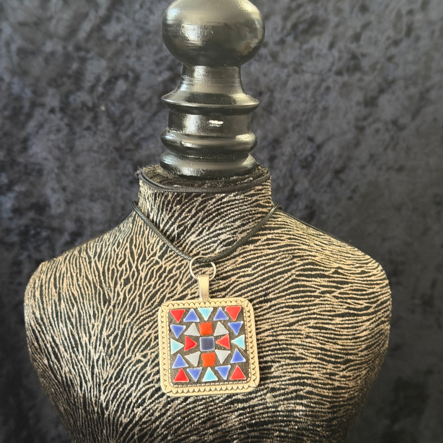 Mosaic Square Silver Pendant