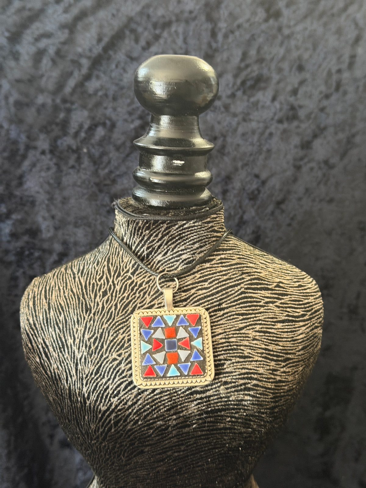 Mosaic Square Silver Pendant