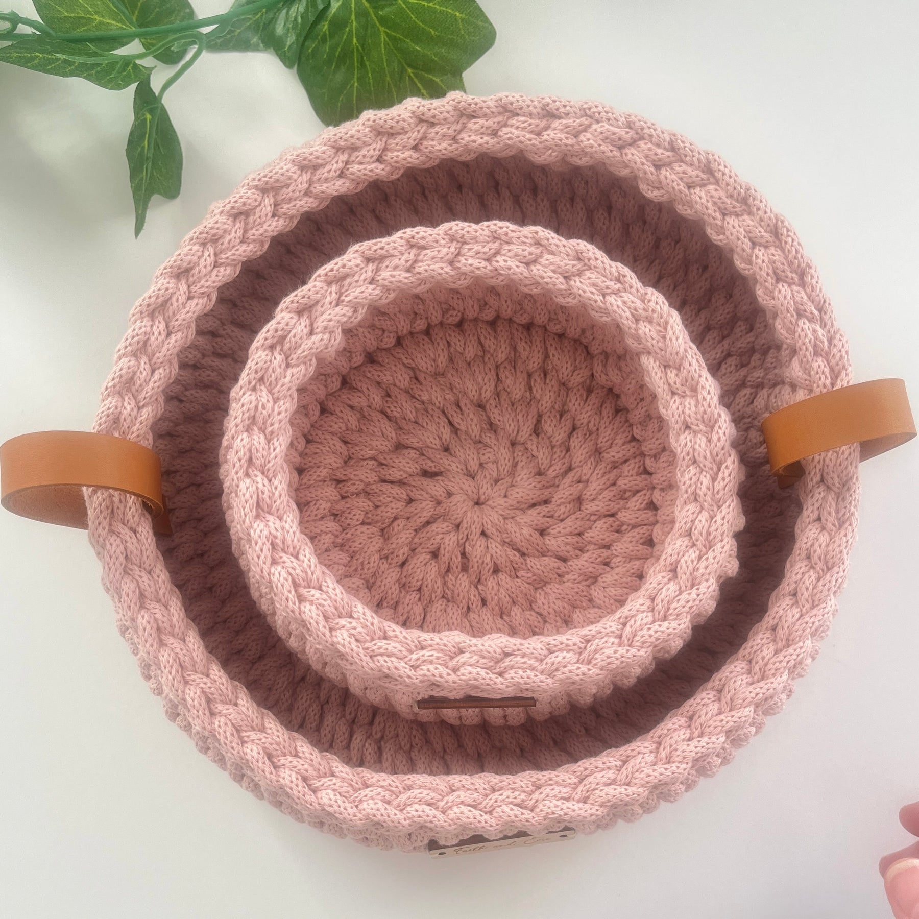Small Crochet Basket -  Pastel Pink