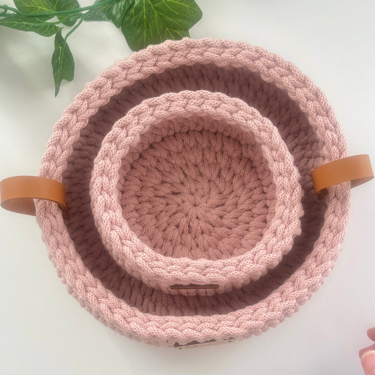 Small Crochet Basket -  Pastel Pink