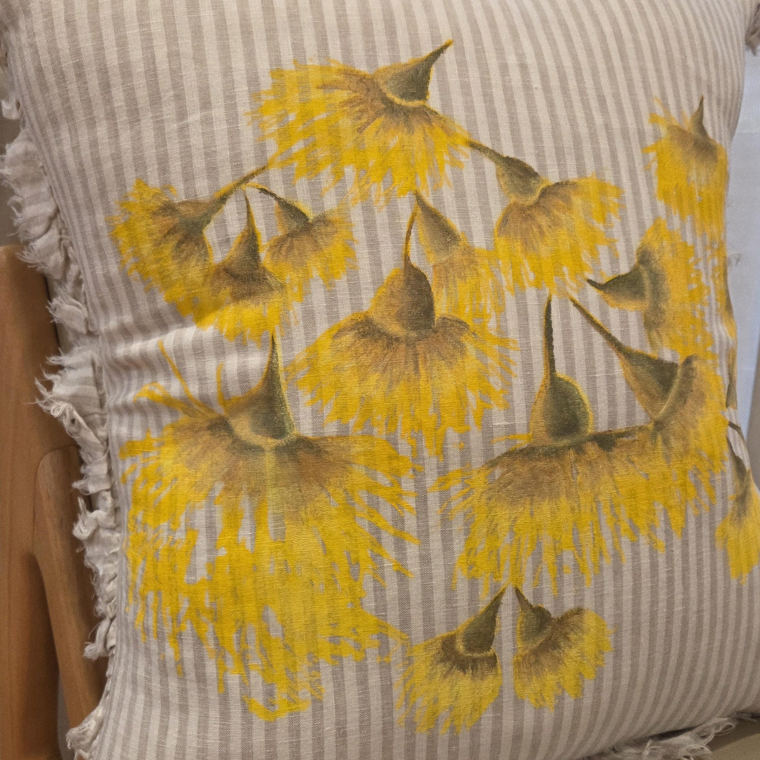 Honey Box Blossoms French Linen cushion covers- hand printed & hand painted