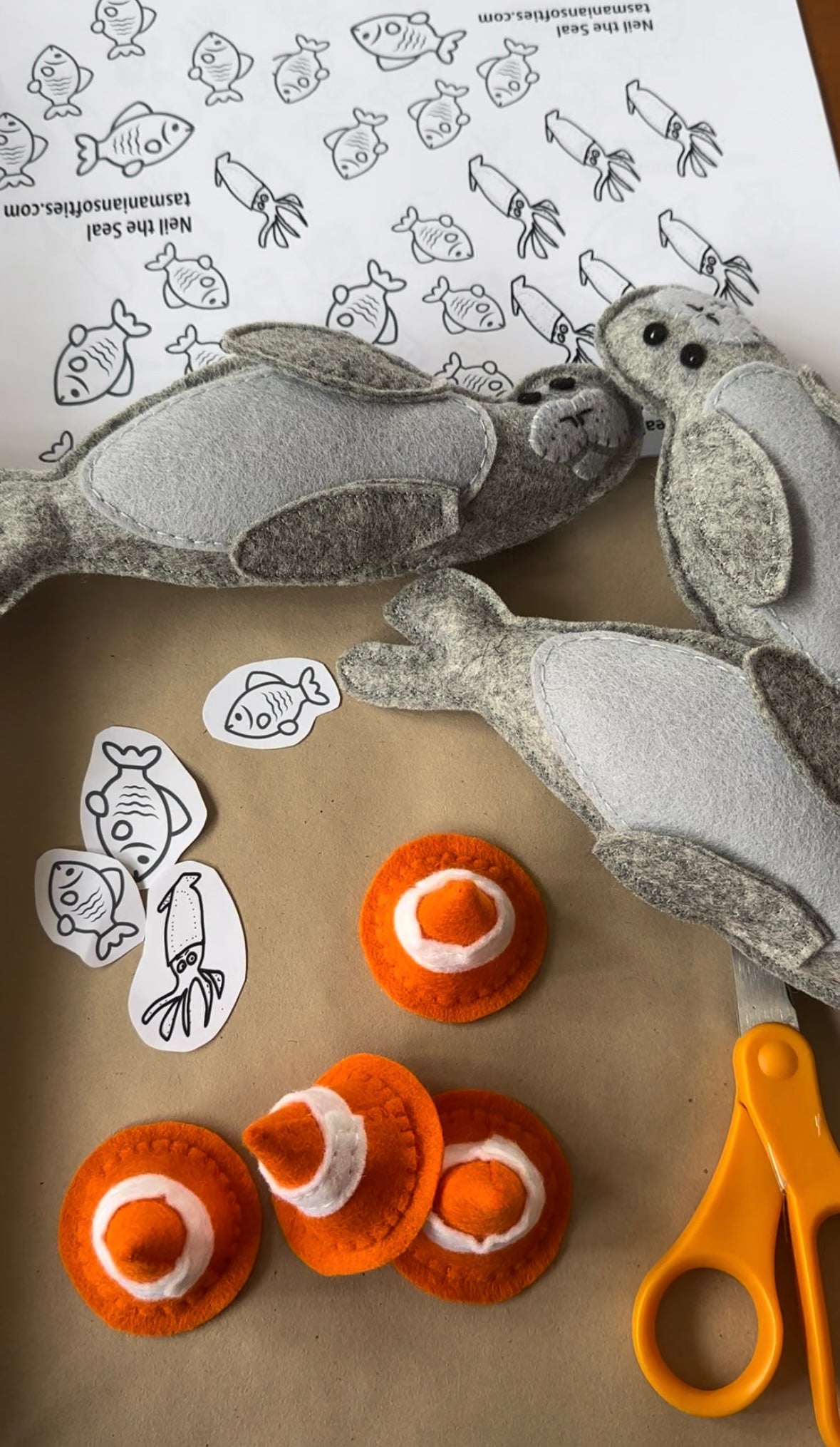 Neil the Seal pattern and wool felt kit