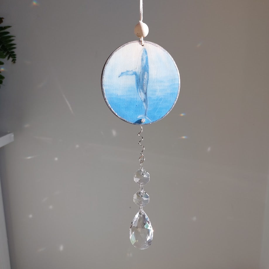 Humpback Whale Art, Crystal Suncatcher, Wall Window Hanging