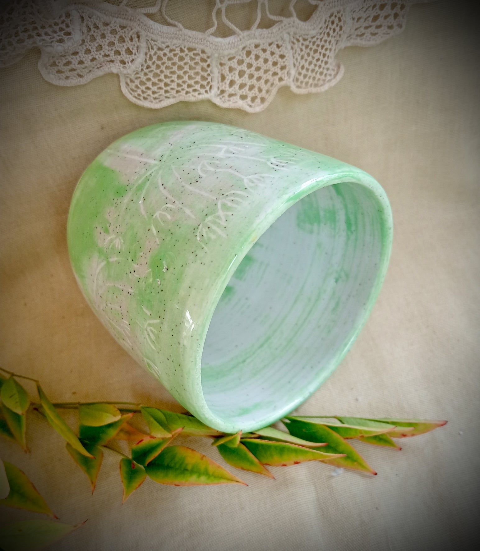 'Spring in the garden' green cup