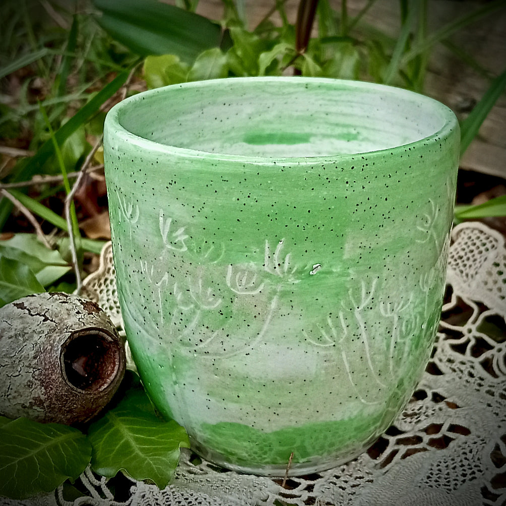 'Spring in the garden' green cup