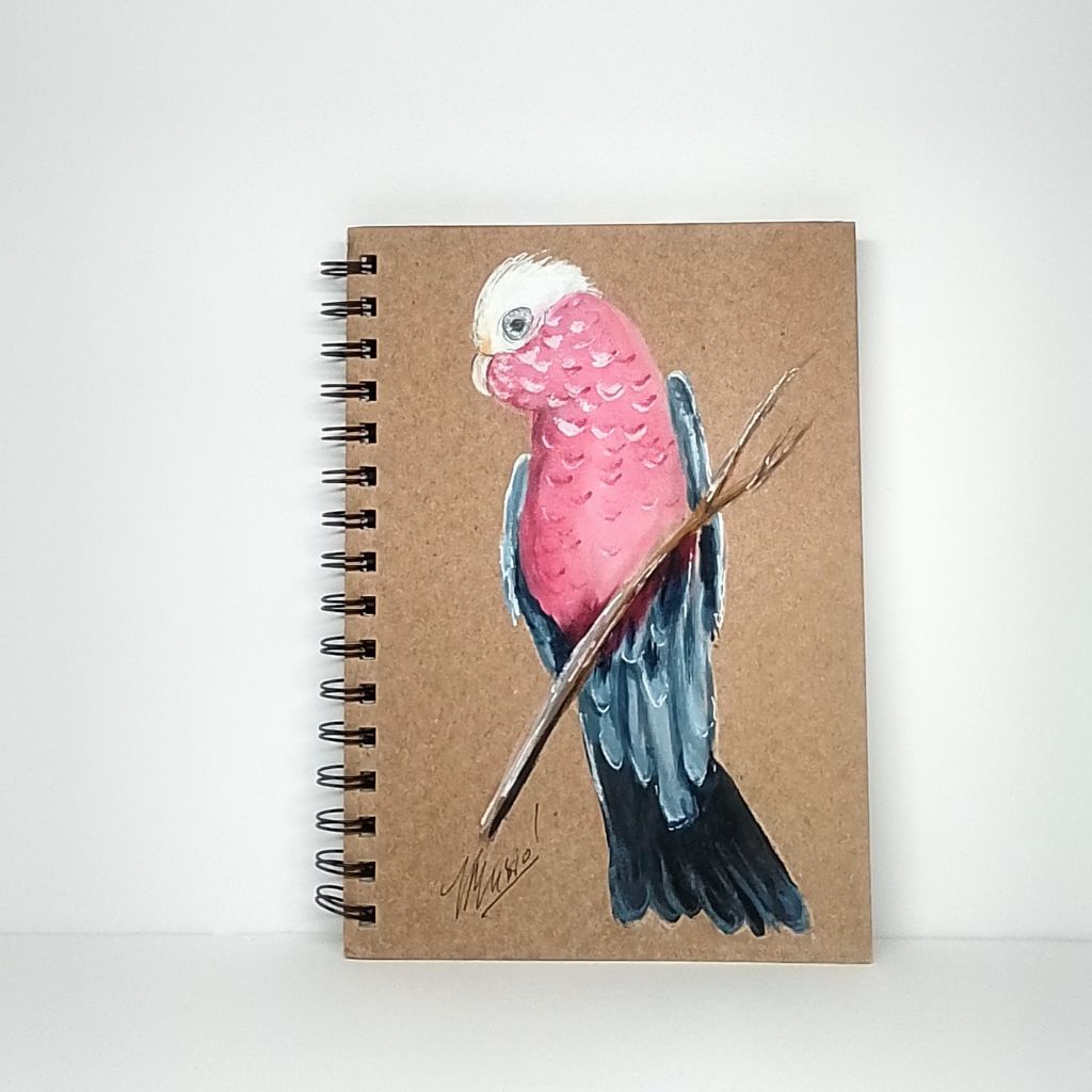 Galah Handpainted Notebook - Size A5 Lined.