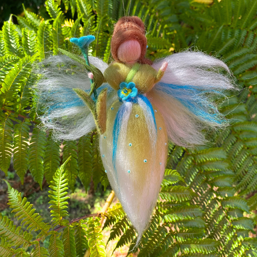Myra Guardian of Gentle Memories | Handcrafted Needle Felted Wool Fairy | Flower Guardian Collection