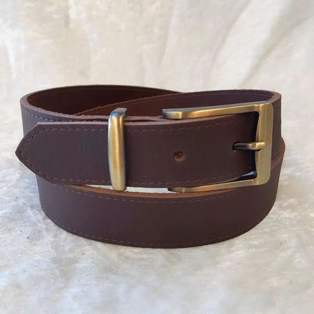 Dark Brown Genuine Cowhide Leather Belt, Australian Made, 33mm Wide