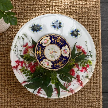 Vintage China Floral Resin Side Table