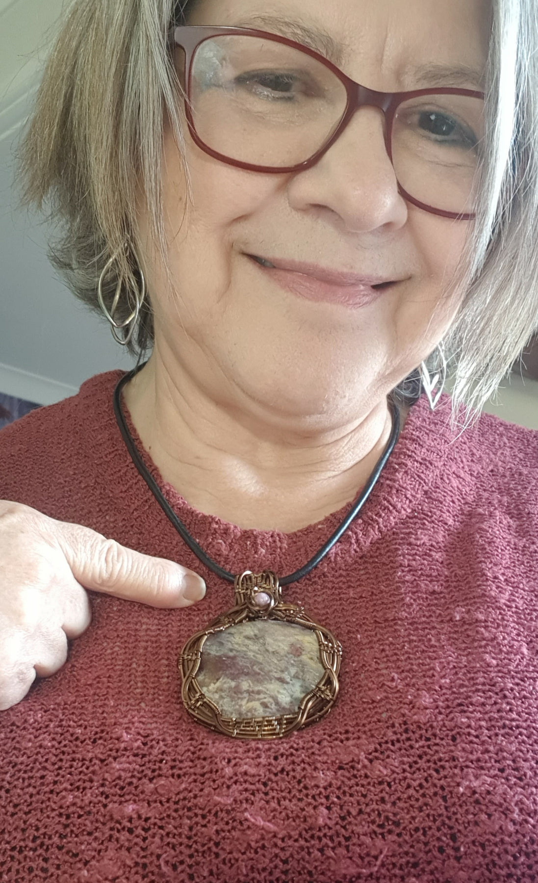 Wire wrapped Unicorn Pegmatite pendant,  #691 AM/N
