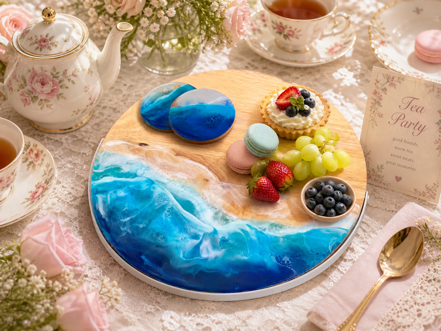 Ocean board | round serving board | gift ideas | serve board | charcuterie boa