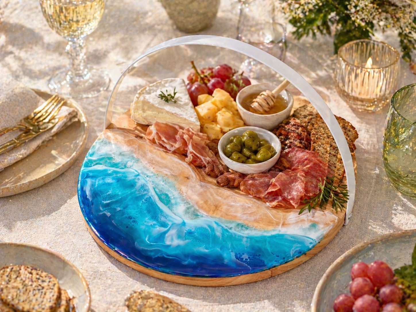 Ocean board | round serving board | gift ideas | serve board | charcuterie boa