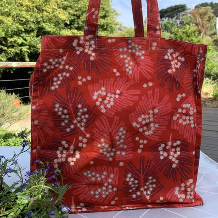 Raspberry Wattle canvas tote bag