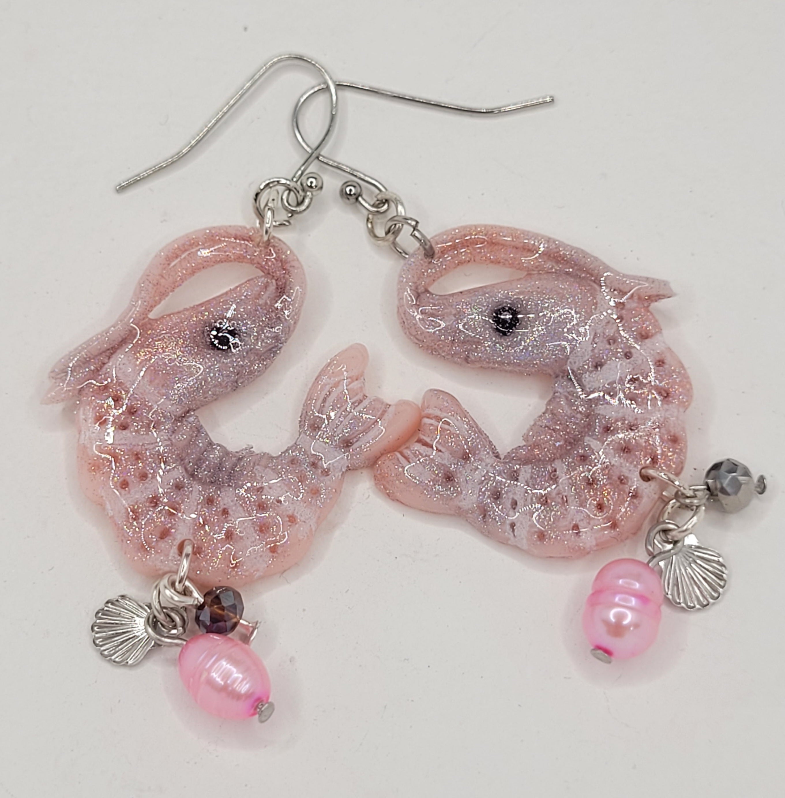 Shimmering Prawn Earrings