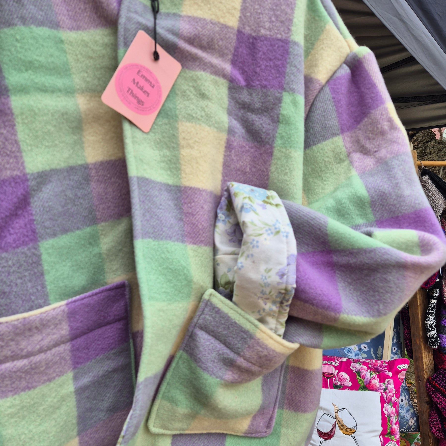 Upcycled woollen blanket jacket size 16