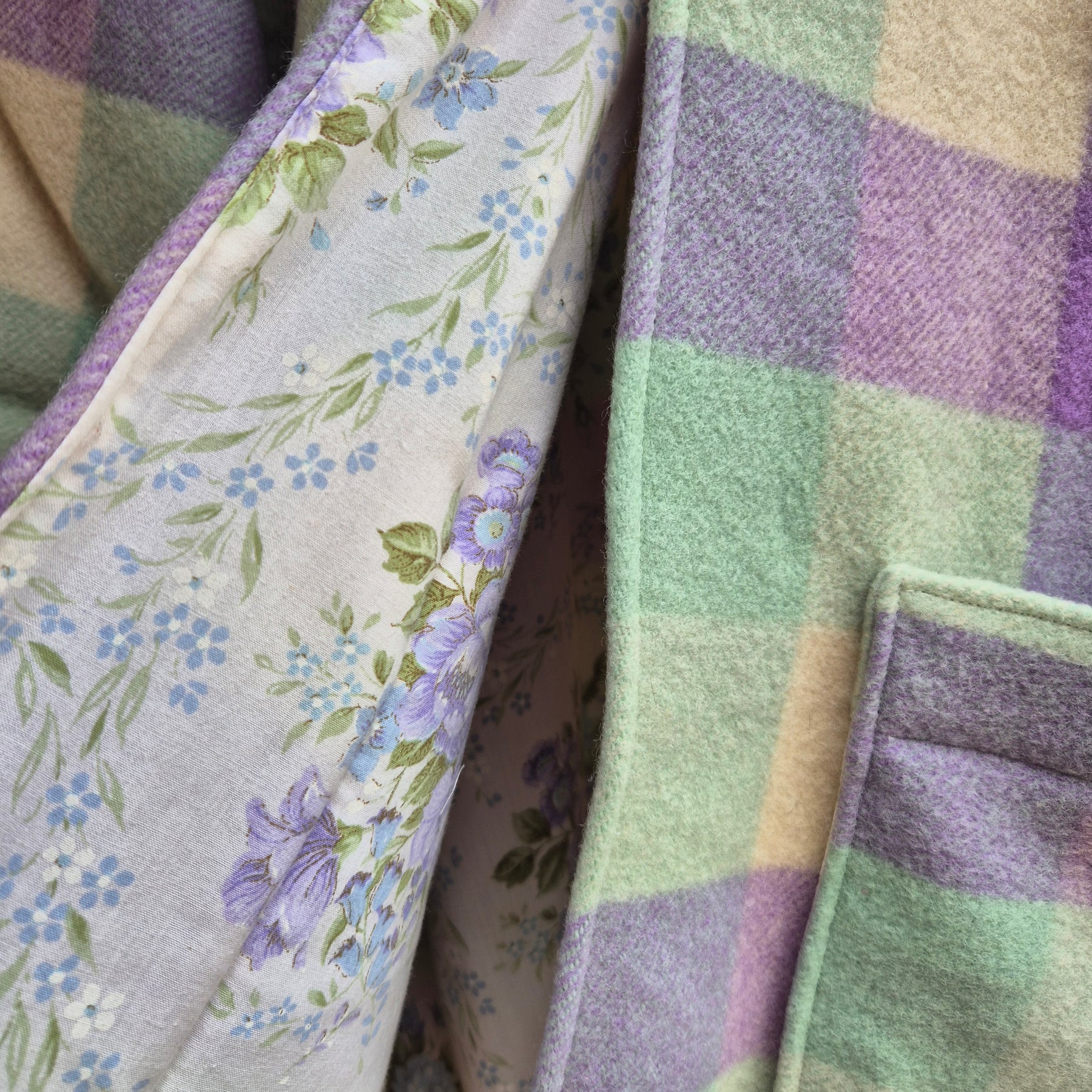 Upcycled woollen blanket jacket size 16