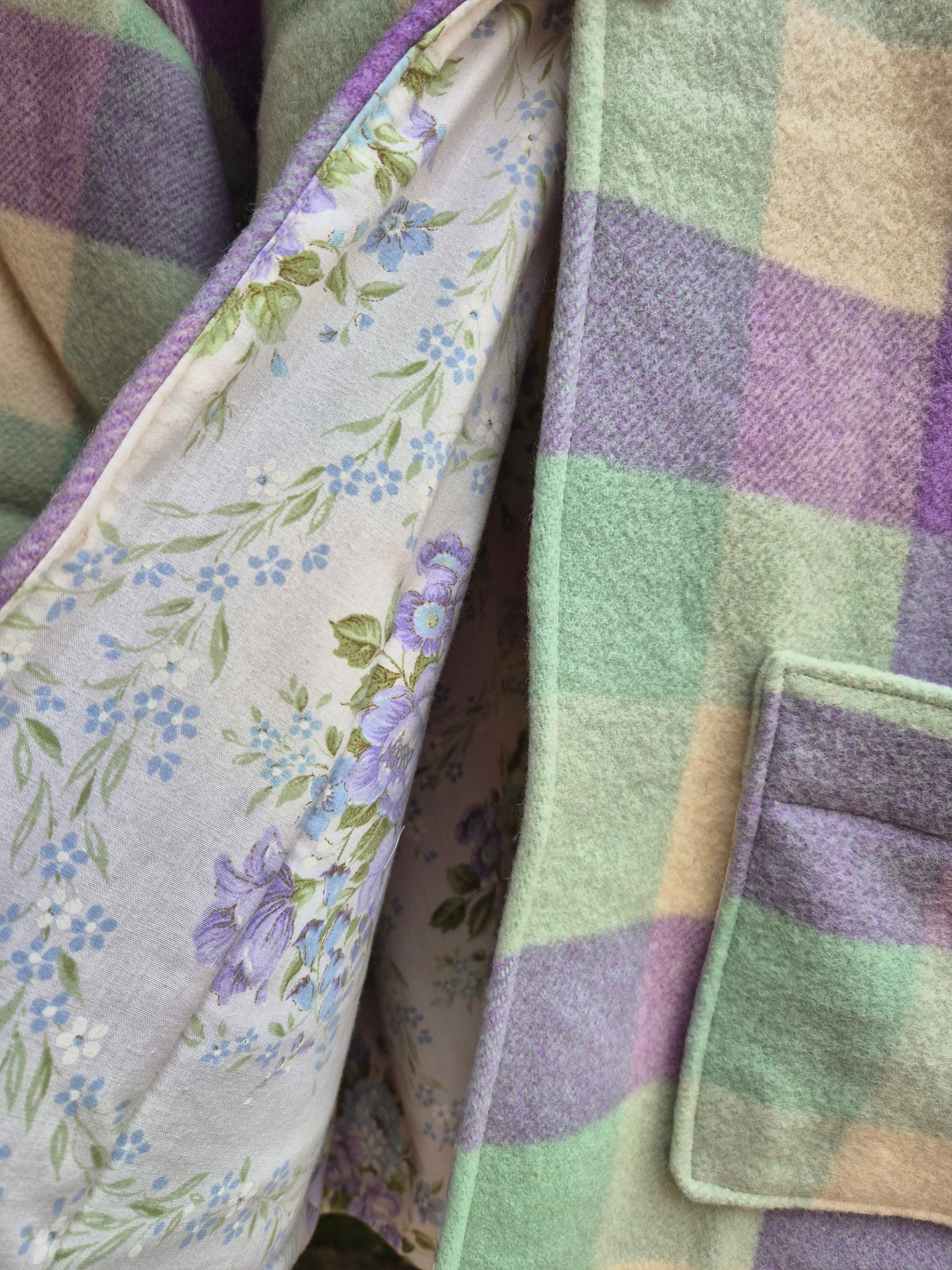 Upcycled woollen blanket jacket size 16