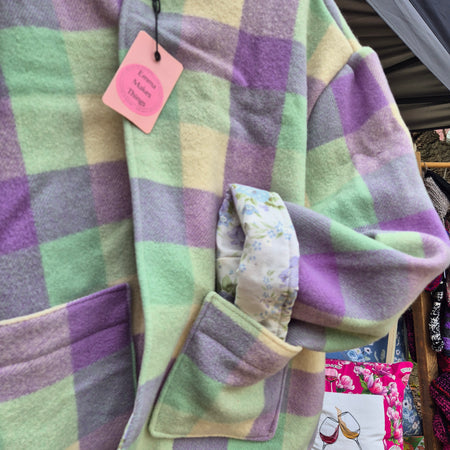 Upcycled woollen blanket jacket size 16
