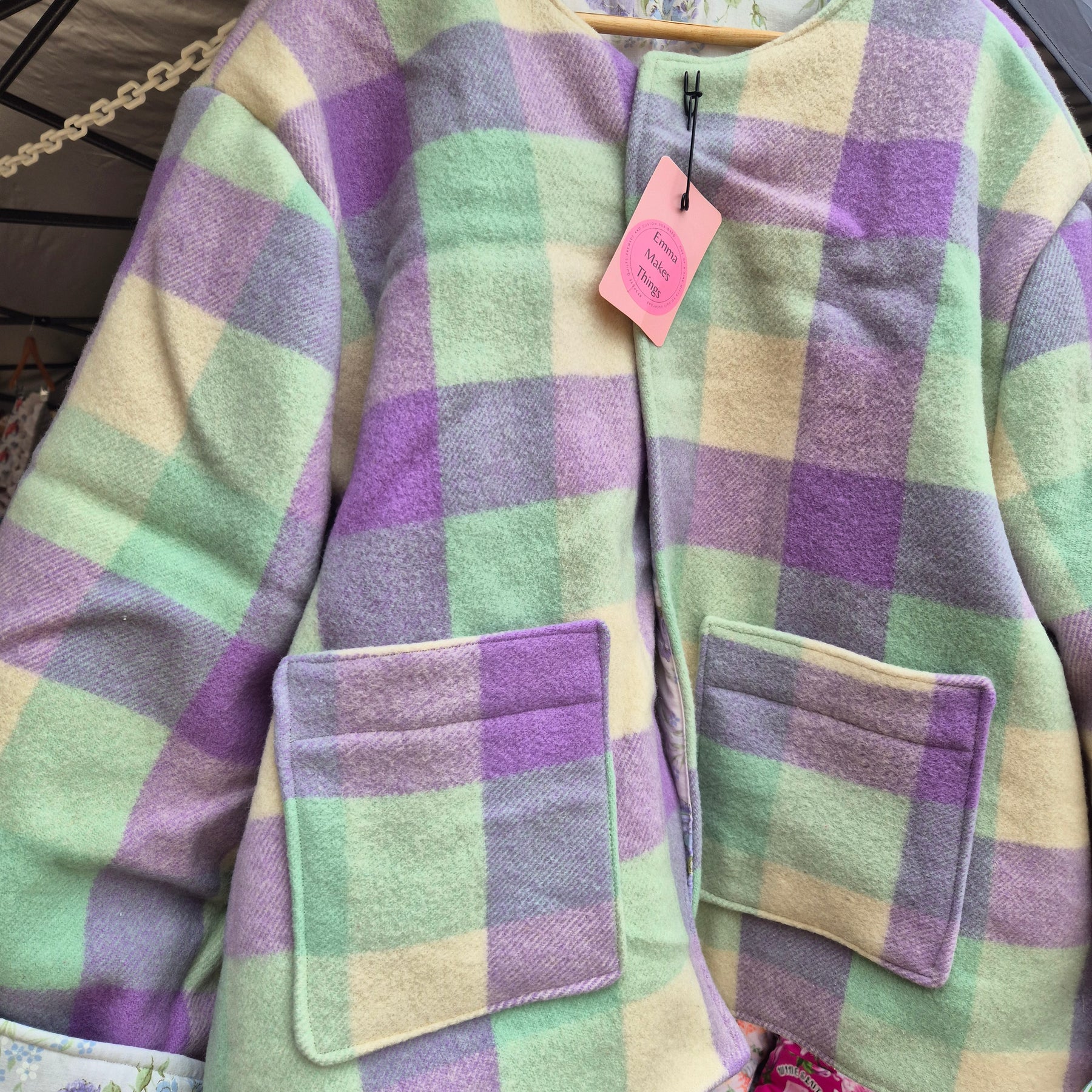 Upcycled woollen blanket jacket size 16