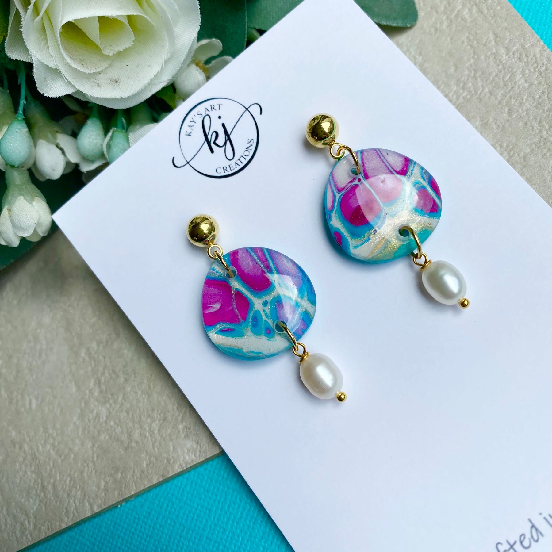 Artisan Freshwater Pearls and Original Art Earrings
