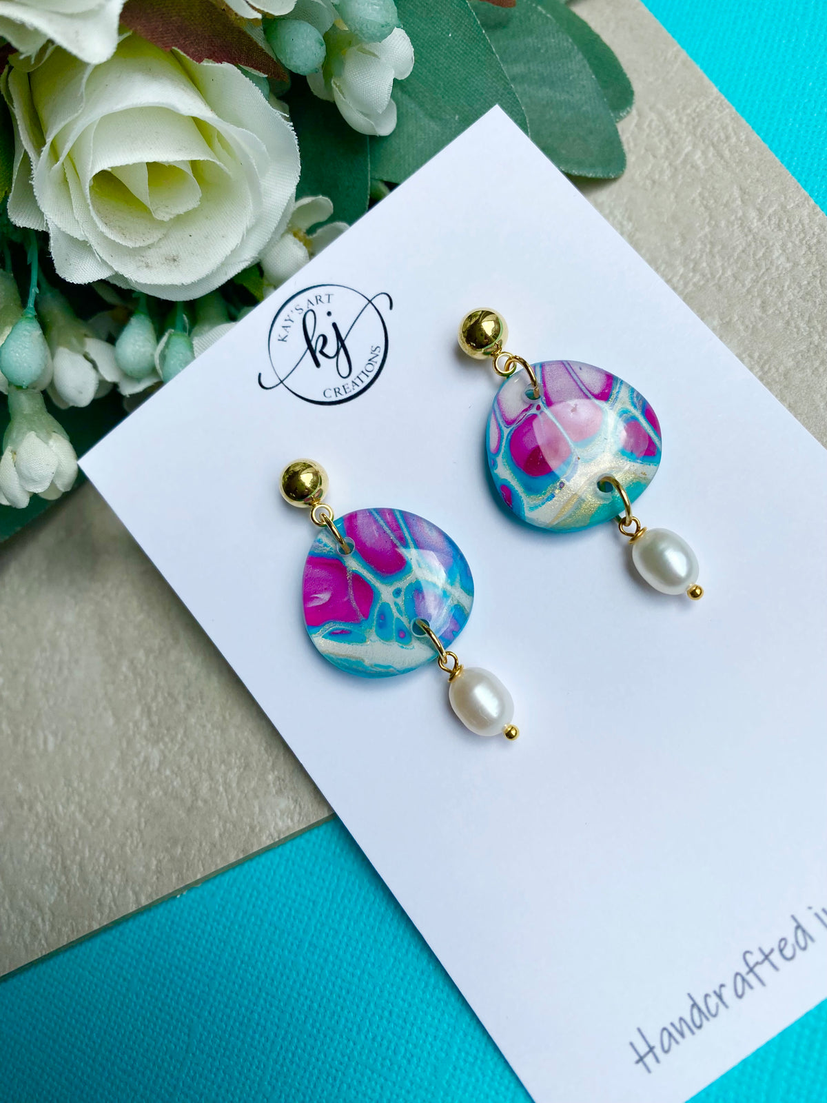 Artisan Freshwater Pearls and Original Art Earrings