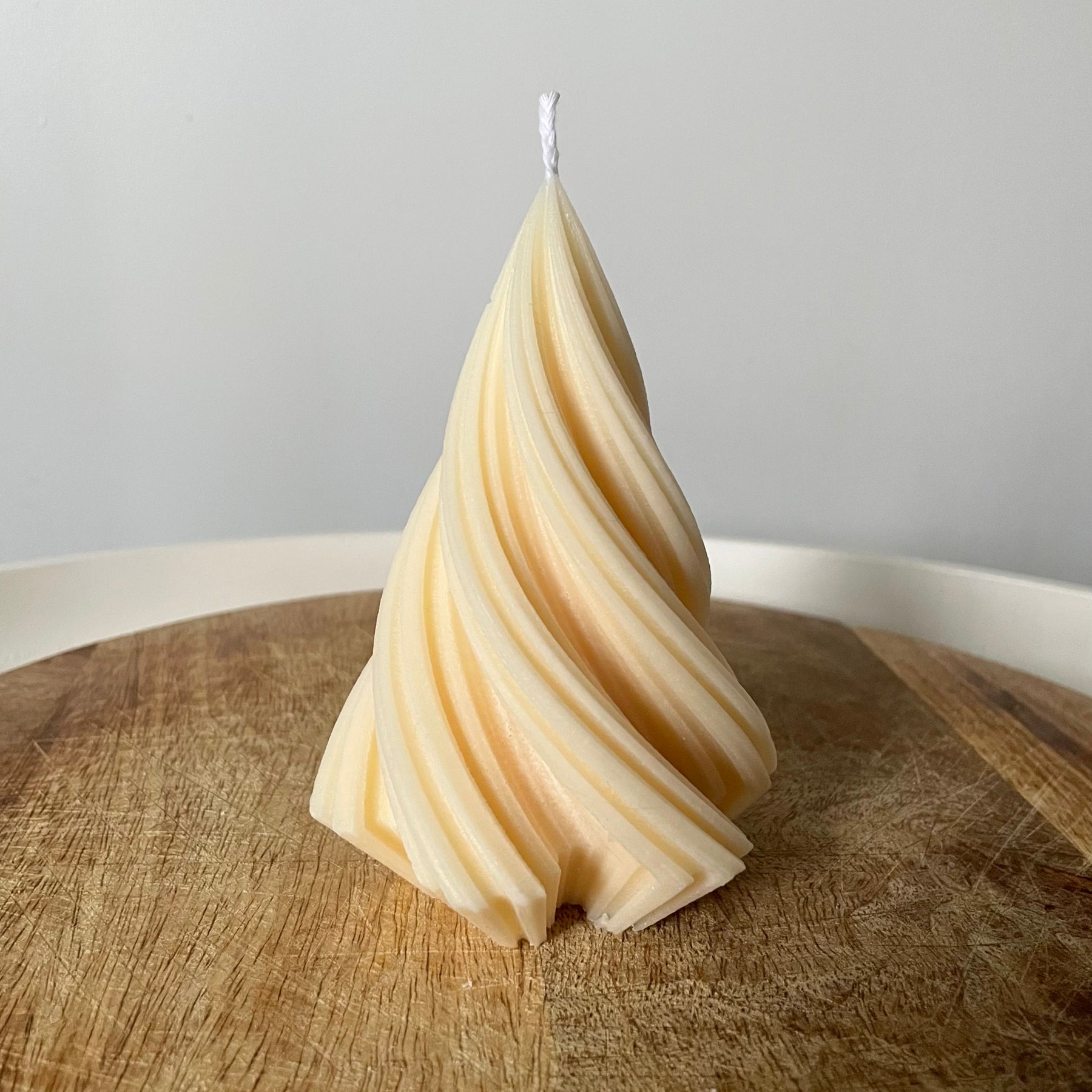 Swirl Christmas Tree Pillar Candle