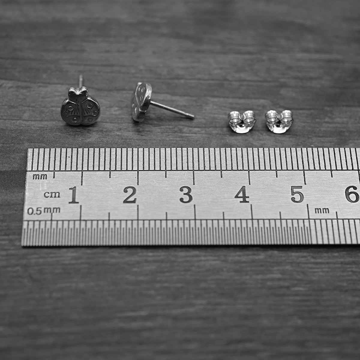 Ladybird Studs - Handmade Sterling Silver Stud Earrings