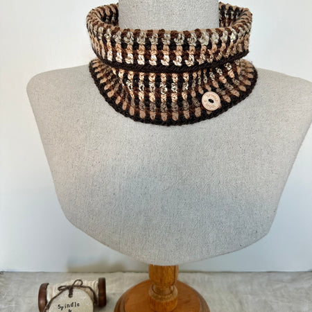 'Mocha' 100% Wool Crocheted Cowls or Neck Warmers