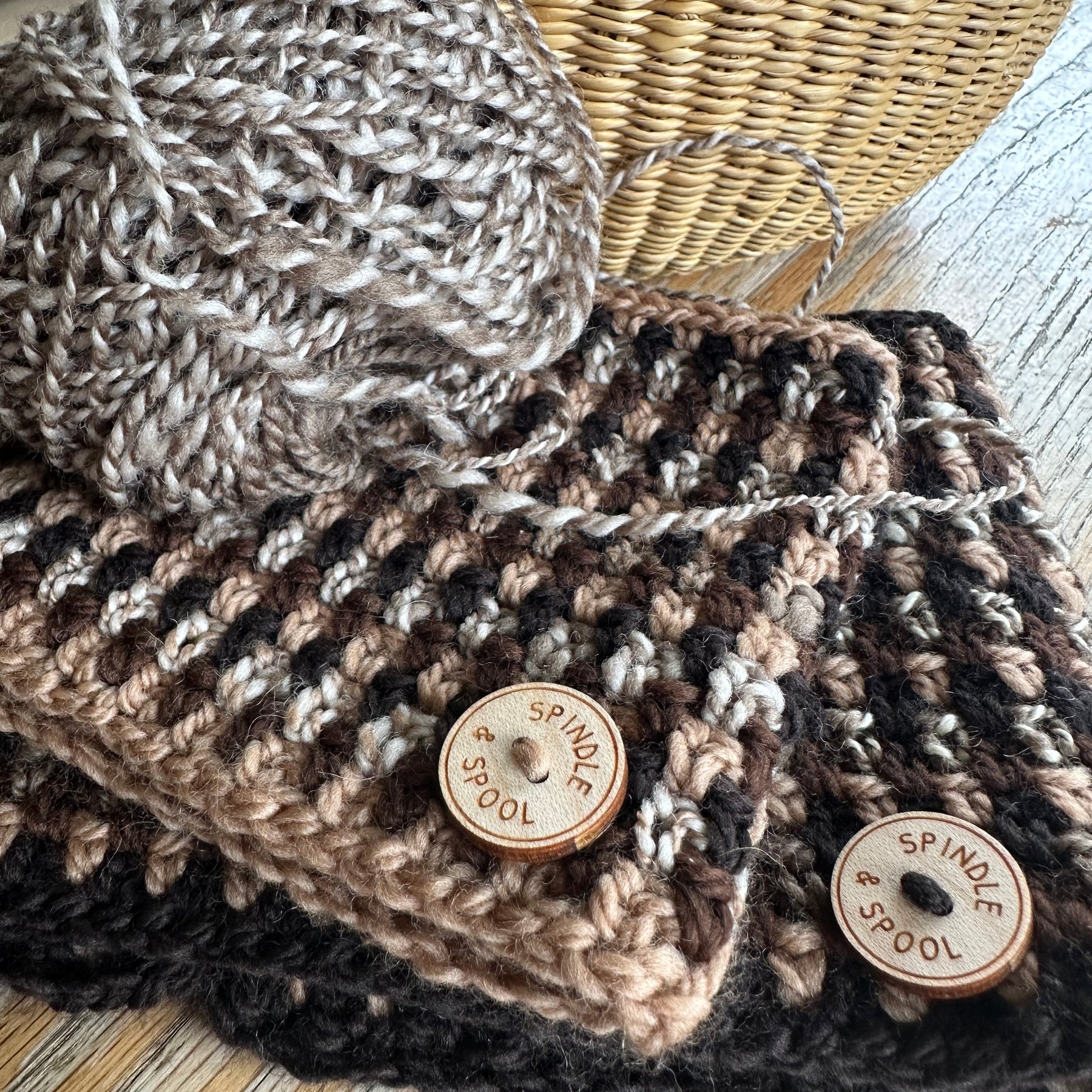'Mocha' 100% Wool Crocheted Cowls or Neck Warmers