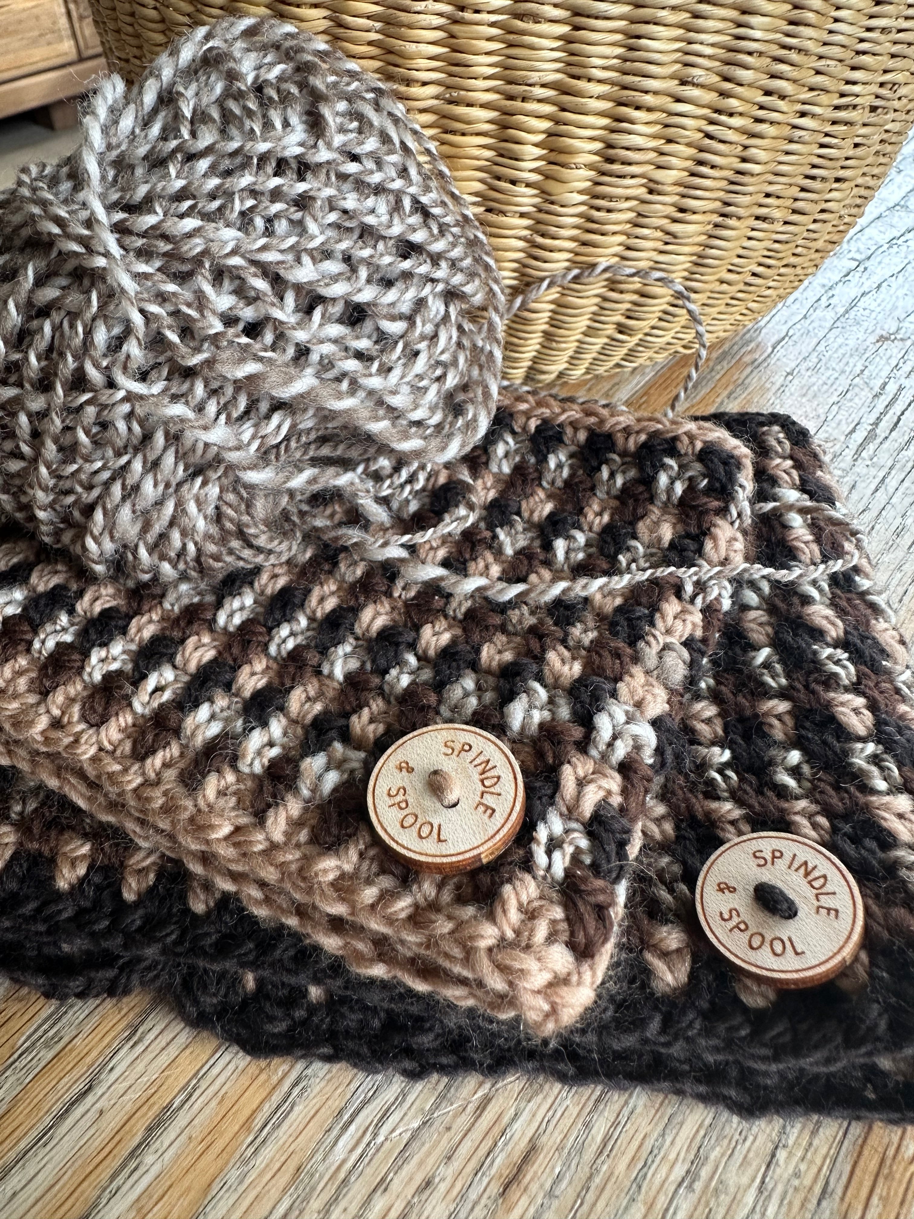 'Mocha' 100% Wool Crocheted Cowls or Neck Warmers