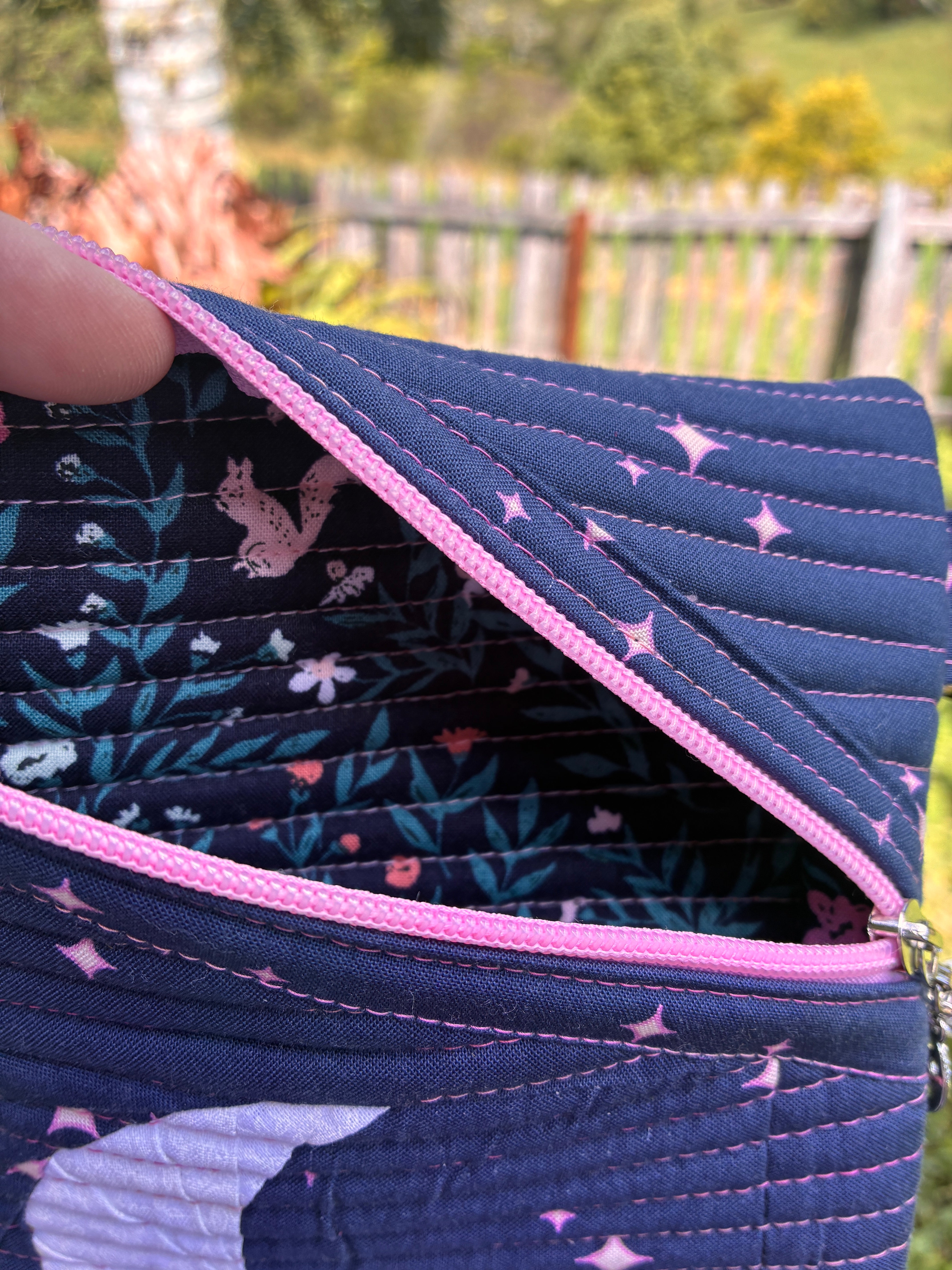 The Moon eReader Bag (Navy & pink)