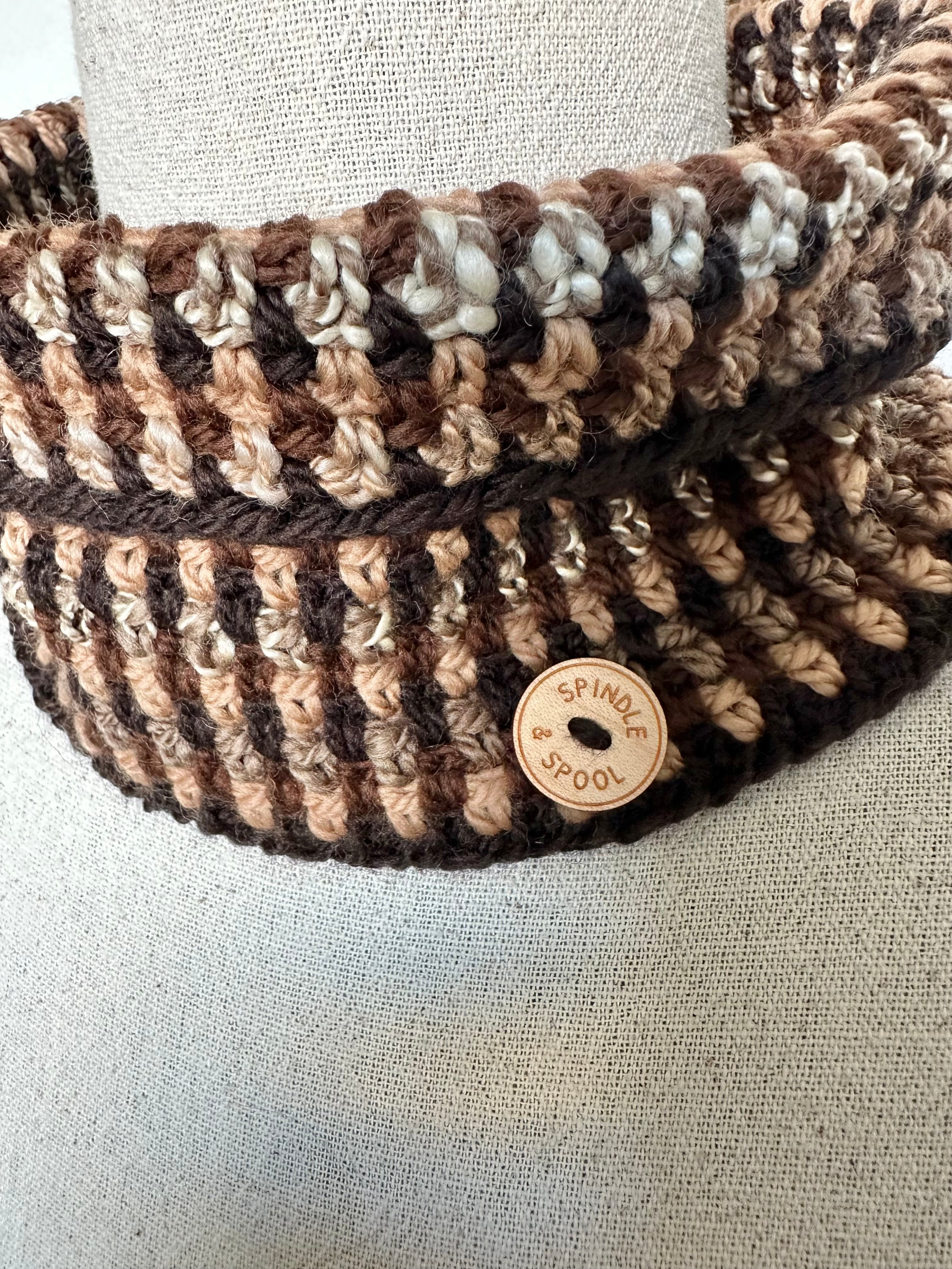 'Mocha' 100% Wool Crocheted Cowls or Neck Warmers