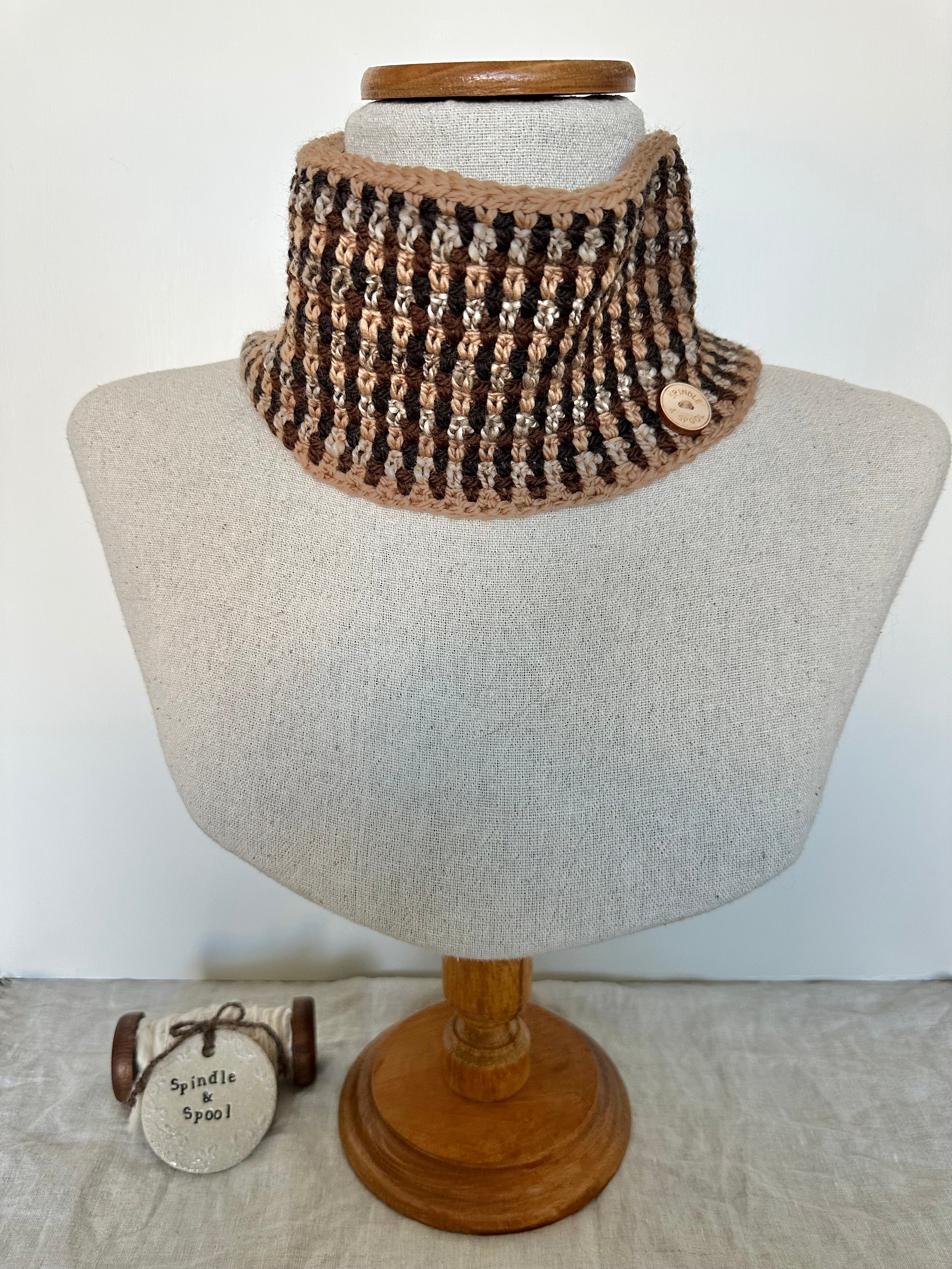 'Mocha' 100% Wool Crocheted Cowls or Neck Warmers