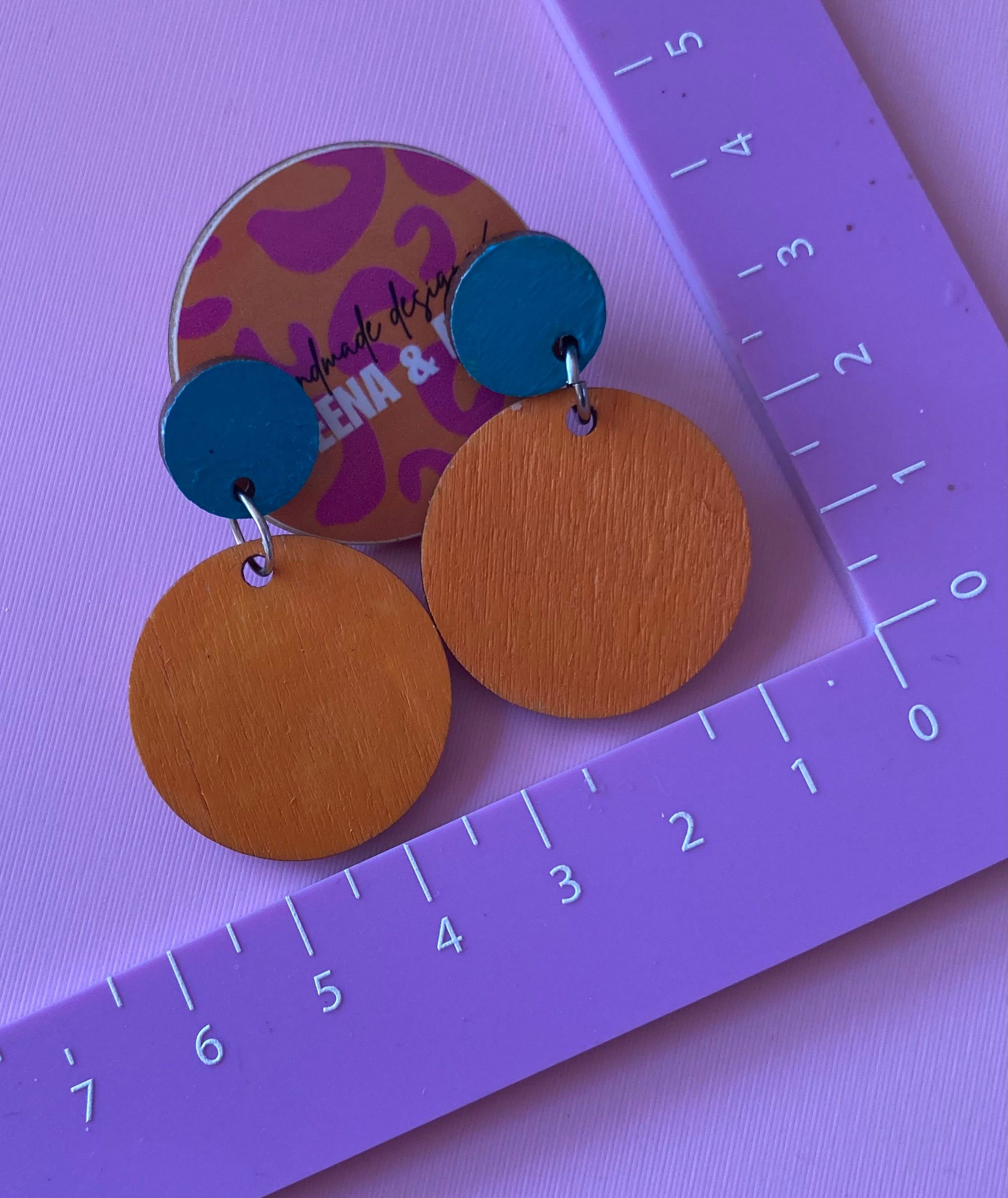 Handpainted orange & green earrings