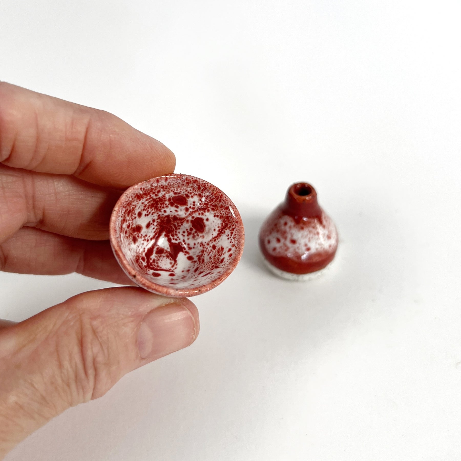 'Sienna' miniature bud vase & bowl in cinnamon glaze (set of two)