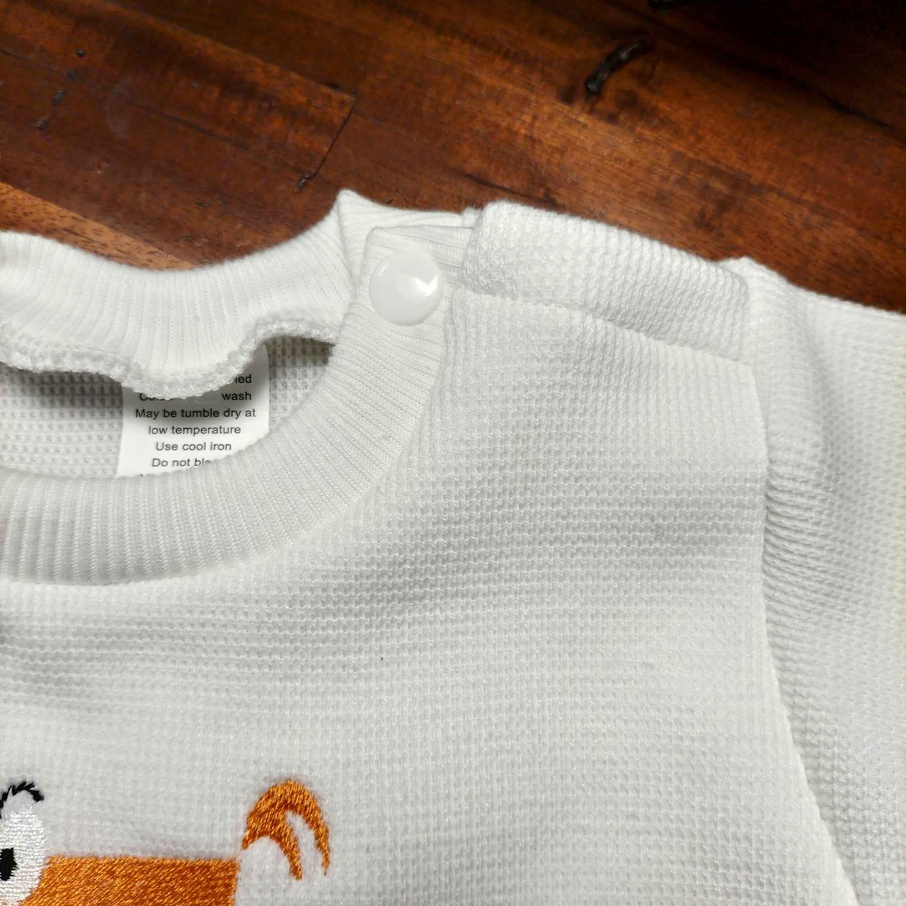 White Waffle Knit Romper Suit with Bird