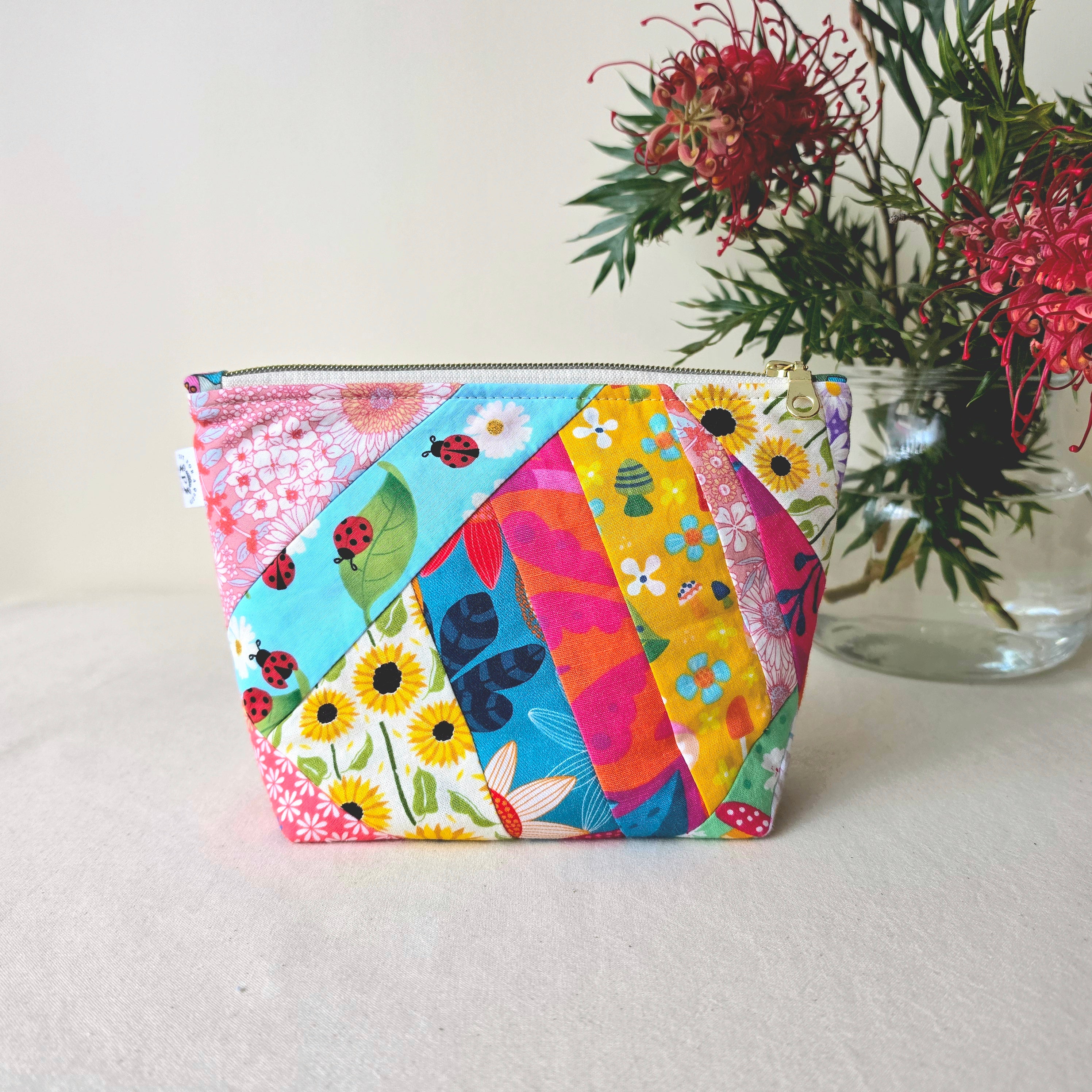 Zipper Pouch Handmade with Repurposed Remnant Fabric