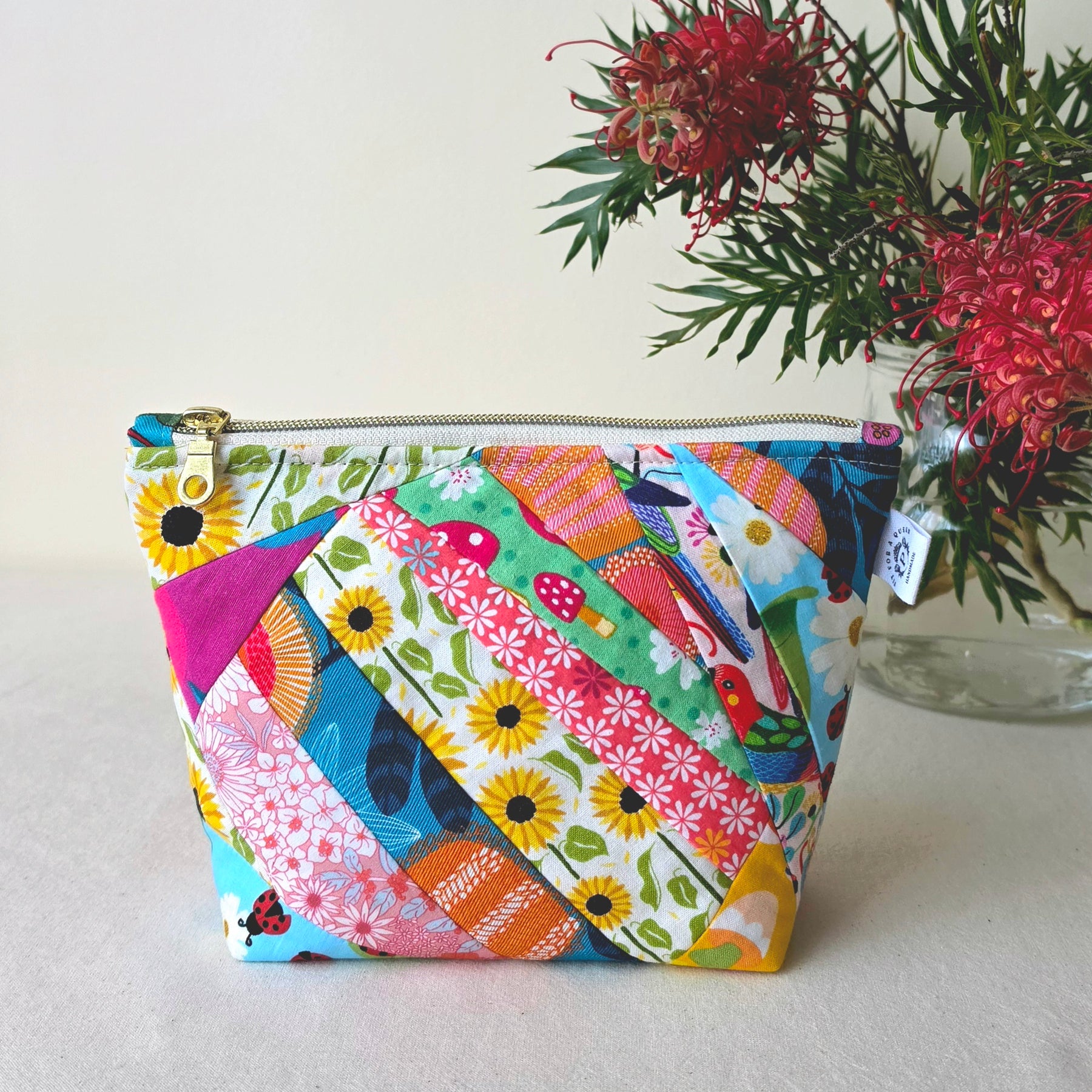 Zipper Pouch Handmade with Repurposed Remnant Fabric