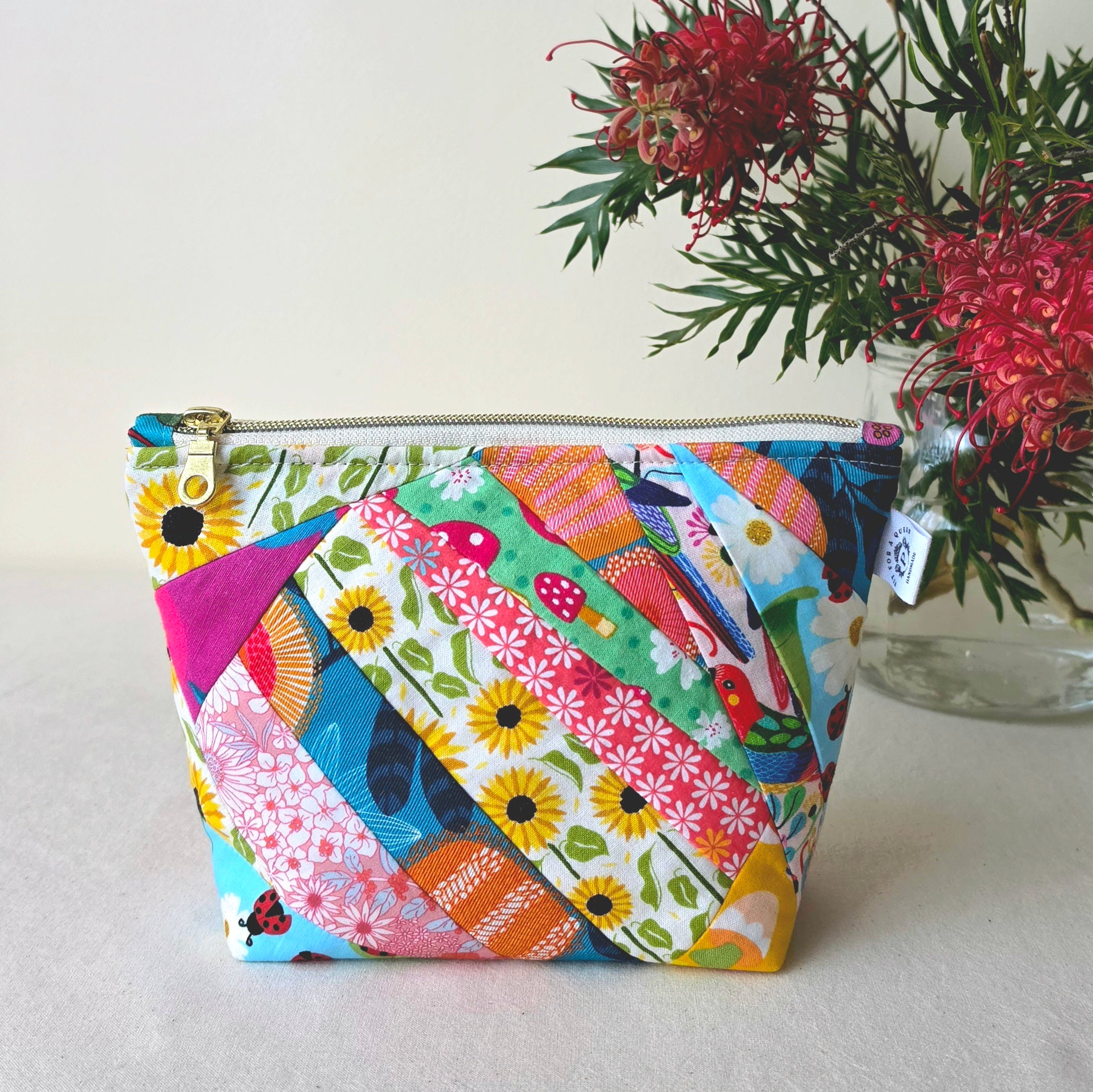 Zipper Pouch Handmade with Repurposed Remnant Fabric
