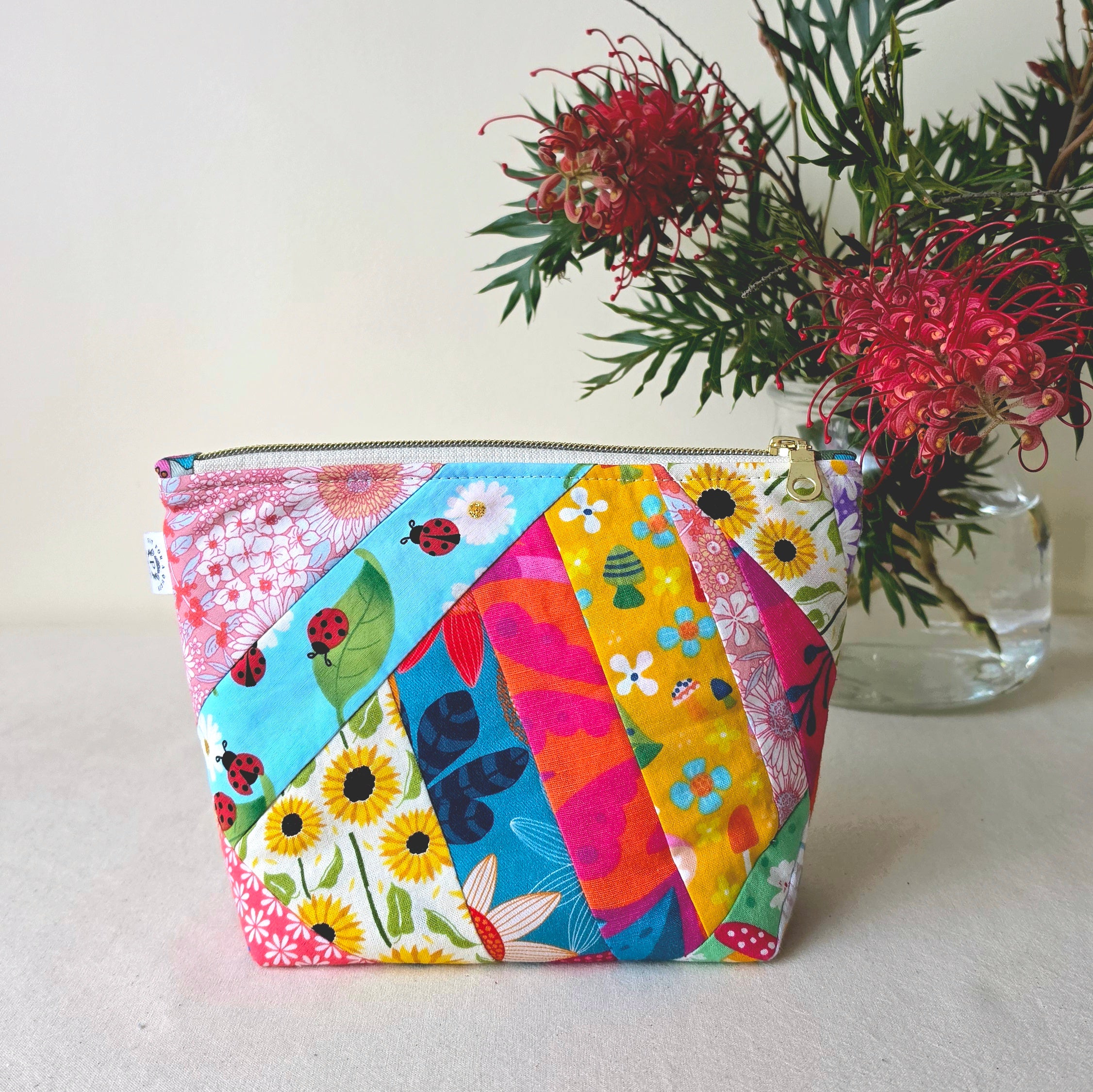 Zipper Pouch Handmade with Repurposed Remnant Fabric