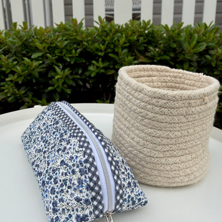 Quilted Trixie Zip Pouch – Phoebe Navy (Liberty of London)