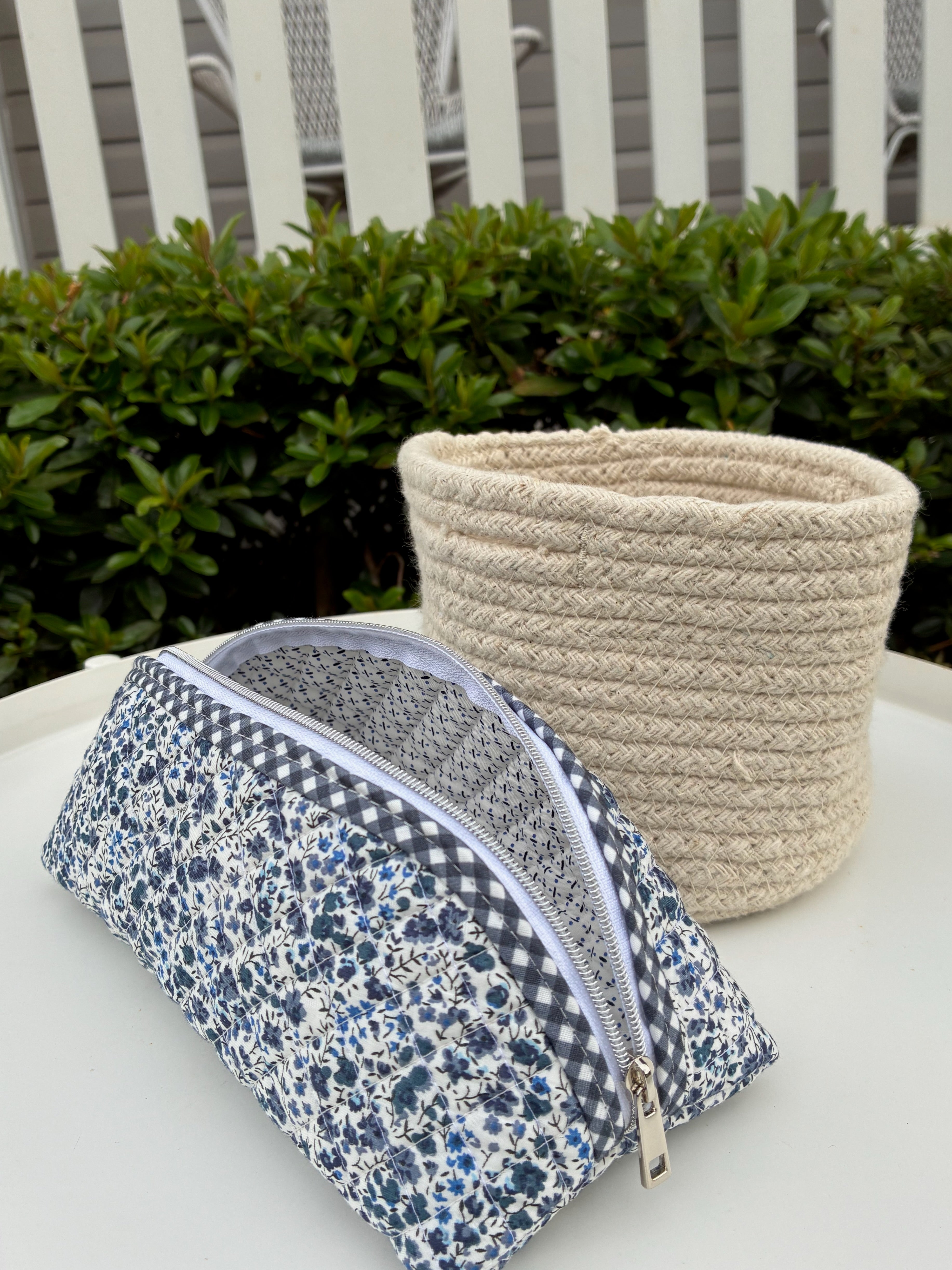 Quilted Trixie Zip Pouch – Phoebe Navy (Liberty of London)