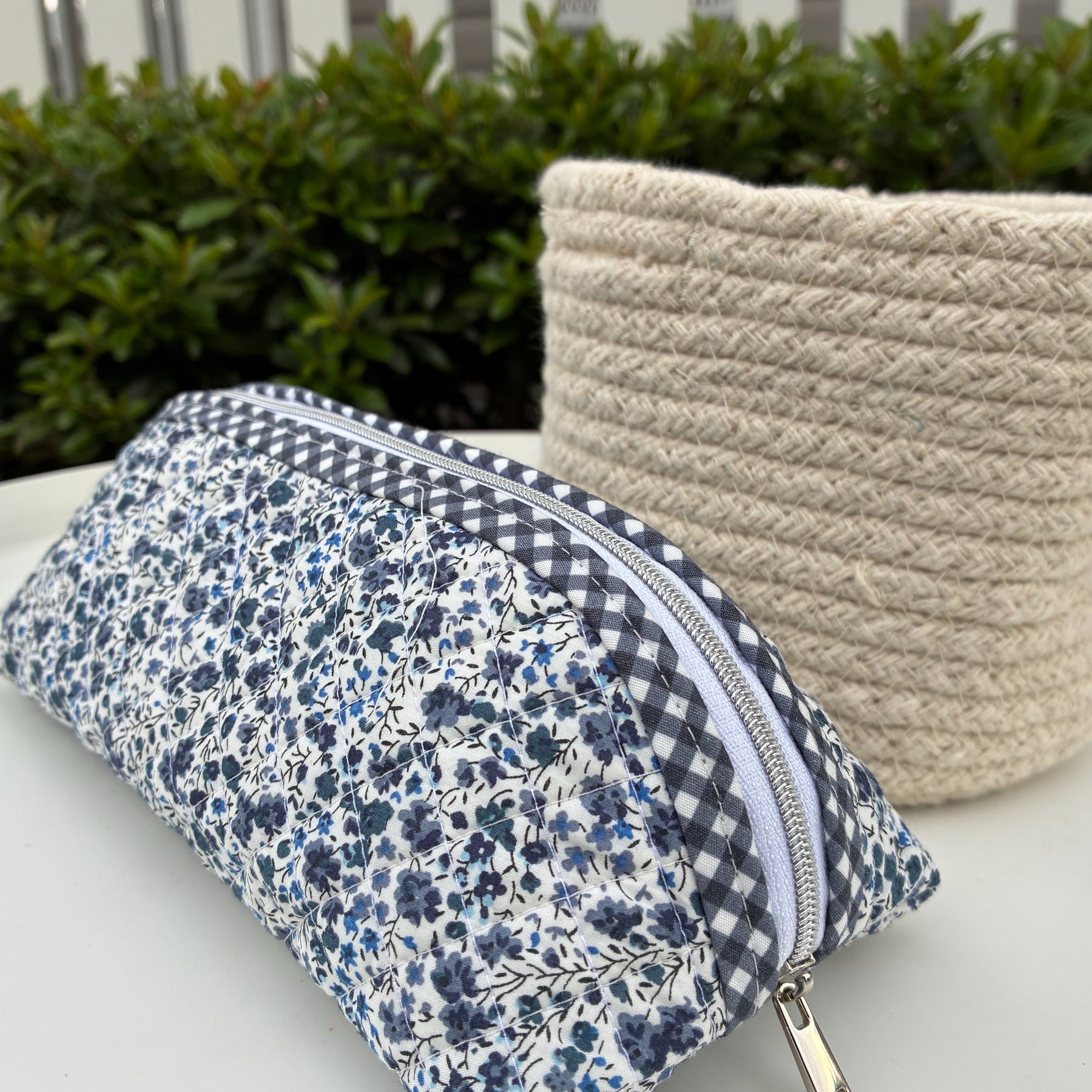 Quilted Trixie Zip Pouch – Phoebe Navy (Liberty of London)  | Ready to ship | FREE Postage