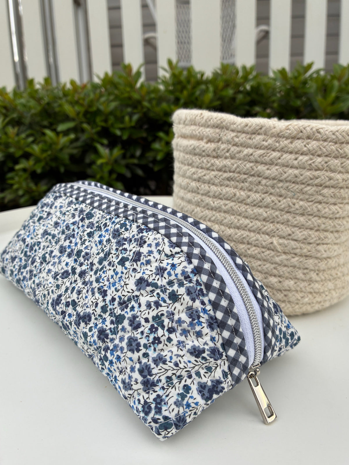 Quilted Trixie Zip Pouch – Phoebe Navy (Liberty of London)  | Ready to ship | FREE Postage