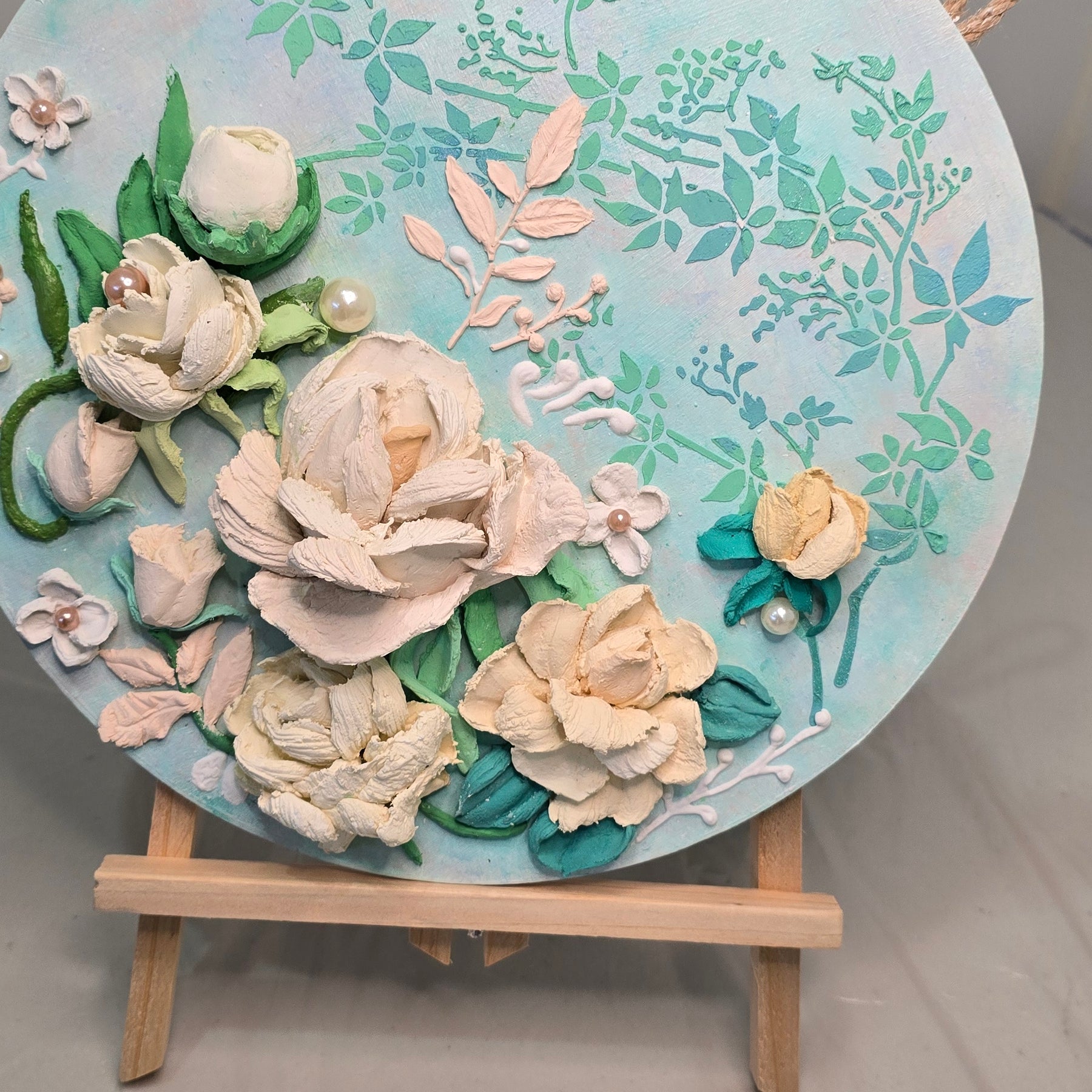 Handcrafted Original Floral Sculpture Painting "Peony Hues"