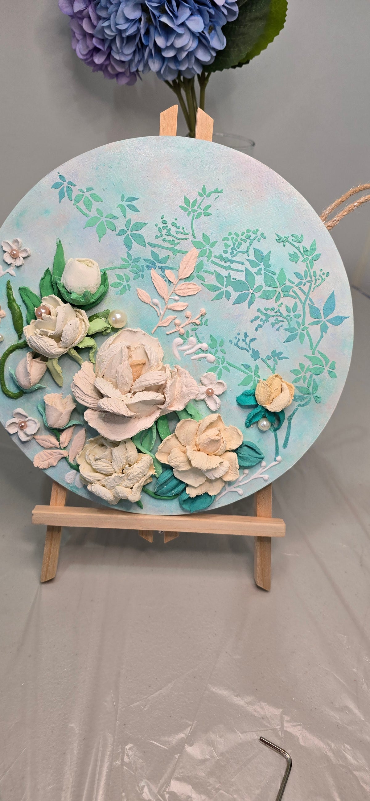 Handcrafted Original Floral Sculpture Painting "Peony Hues"
