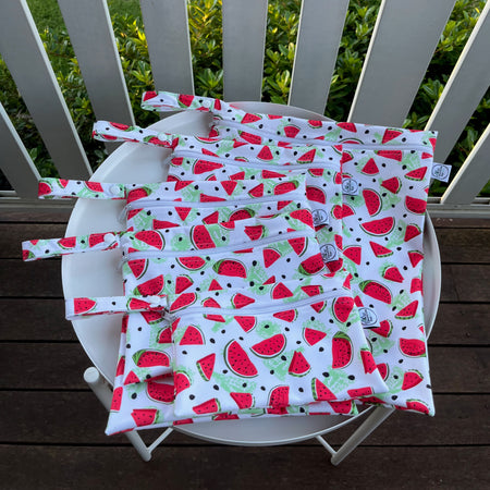 READY MADE Water-resistant wet bags - Luscious Fruit Watermelon (Annette Winter Designs)